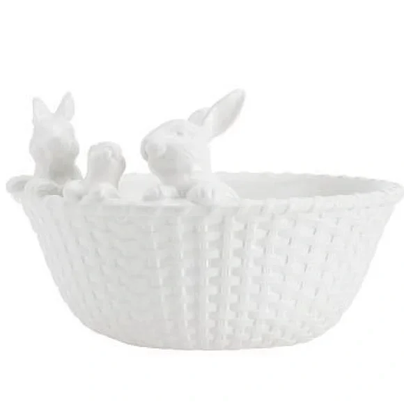 New with Tags- Pottery Barn Bunny Trio Basket Large Serving Bowl -  White NIB #2 - Picture 12 of 14